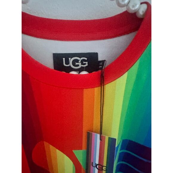 UGG Rainbow Stripes Pride Ugg Logo Tee Women T Shirts Sz XS NWT - Picture 7 of 8